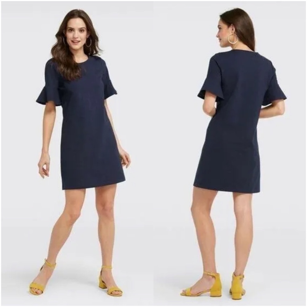 Draper James Bell Sleeve Shift Dress in Nassau Blue